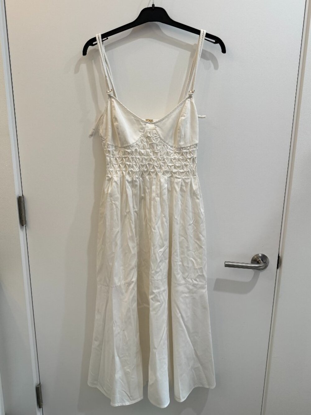 cult gaia Cream Midi Dress with Smocked Waist